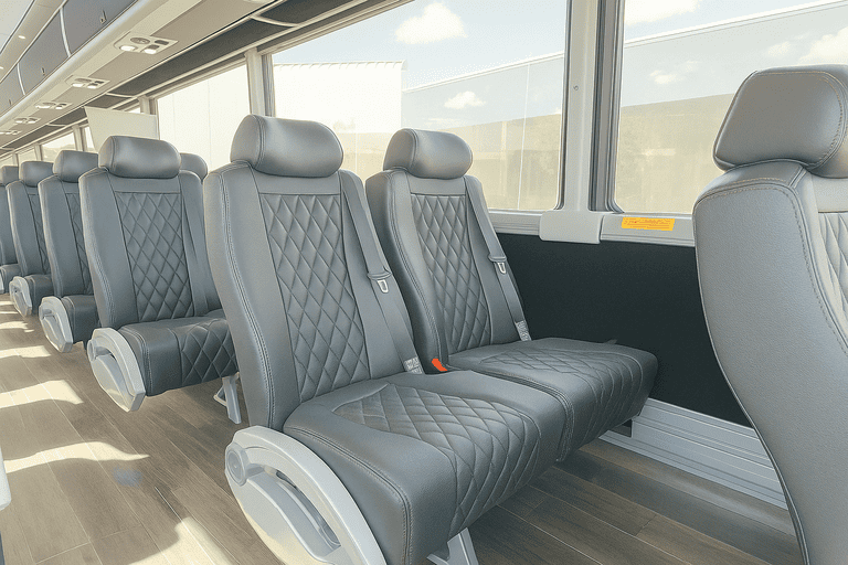 interior of Daly City Minibus Company charter bus